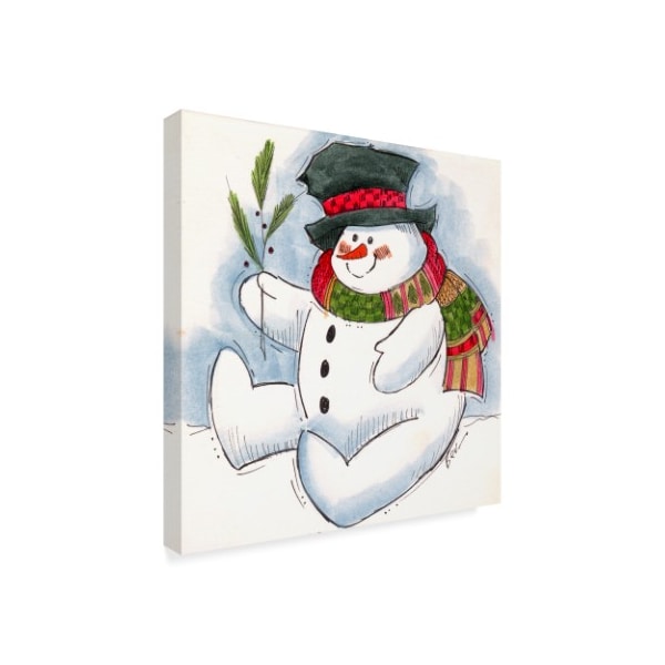 Beverly Johnston 'Snowman With Scarf' Canvas Art,24x24